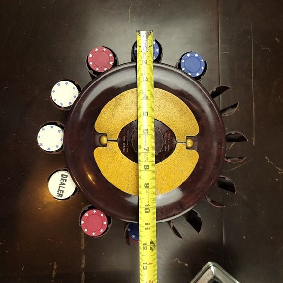 Vintage TURNIT MFG CO Poker Chip & Cards Caddy 1950s Marbled Bakelite with Chips - Picture 13 of 15